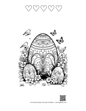 Thumbnail: Easy Easter Eggs Coloring Sheet Printable and 5 Heart Outline