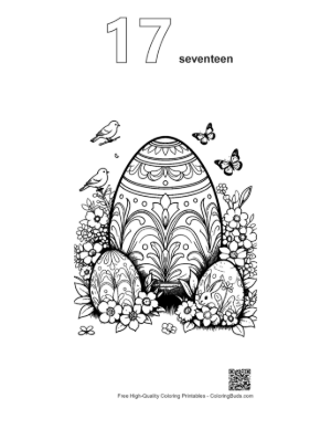 Thumbnail: Easy Easter Eggs Coloring Sheet Printable Outline Number 17