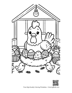 Thumbnail: Farmhouse Chicken with a Nest Full of Easter Treats Printable