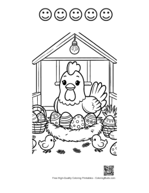 Thumbnail: Farmhouse Chicken with a Nest Full of Easter Treats Printable and 5 Happy Face Outline