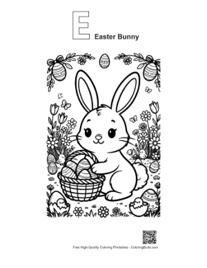 Thumbnail: Free Easter Bunny Printable Outline Alphabet E Easter Bunny