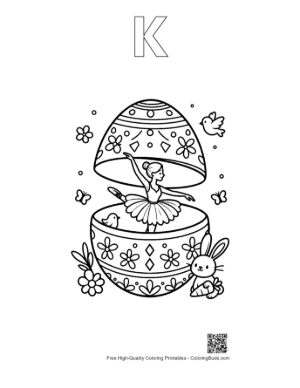 Thumbnail: Free Easter Eggs Coloring Page Printable Outline Alphabet K