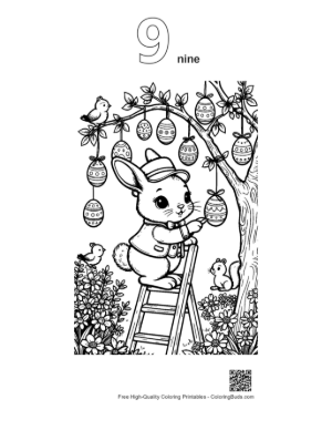 Thumbnail: Free Easter Eggs Coloring Page Printable Outline Number 9