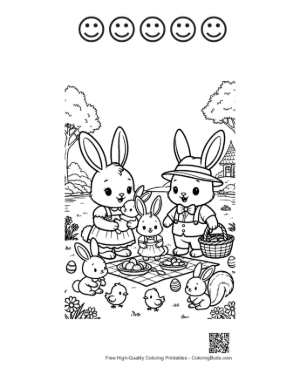 Thumbnail: Little Bunnies Playing Together in the Park Printable and 5 Happy Face Outline