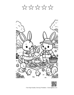 Thumbnail: Little Bunnies Playing Together in the Park Printable and 5 Star Outline