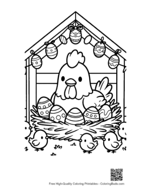 Thumbnail: Proud Hen in the Coop with Her Easter Egg Nest Printable