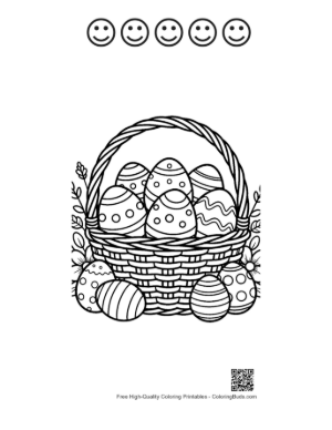 Thumbnail: Woven Easter Basket with Floral Decorations and Eggs Printable and 5 Happy Face Outline