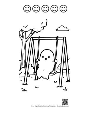 Thumbnail: Ghost Coloring Page Printable and 5 Happy Face Outline