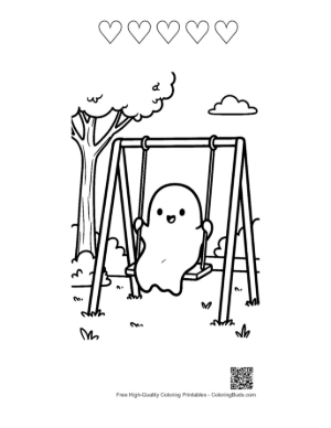 Thumbnail: Ghost Coloring Page Printable and 5 Heart Outline