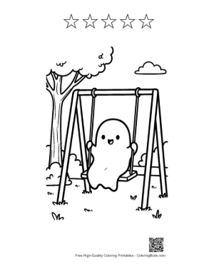 Thumbnail: Ghost Coloring Page Printable and 5 Star Outline