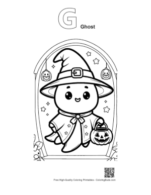Thumbnail: Ghost to Color Printable Outline Alphabet G Ghost