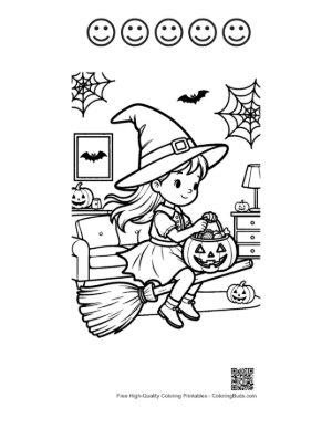 Thumbnail: Cute Jack-O-Lantern to Color Printable and 5 Happy Face Outline