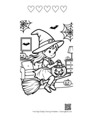 Thumbnail: Cute Jack-O-Lantern to Color Printable and 5 Heart Outline