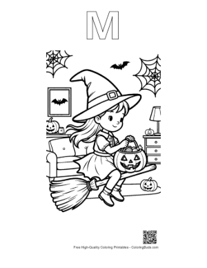 Thumbnail: Cute Jack-O-Lantern to Color Printable Outline Alphabet M