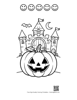 Thumbnail: Download Jack-O-Lantern to Color Printable and 5 Happy Face Outline