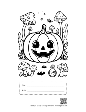 Thumbnail: Happy Jack-O-Lantern in a Haunted Forest Clearing Printable with Title and Artist Box