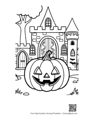 Thumbnail: Jack-O-Lantern at the Entrance of a Stone Castle Printable