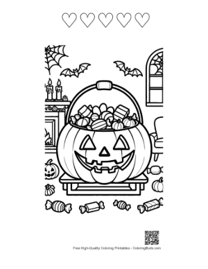 Thumbnail: Jack-o'-Lantern Coloring Page Printable and 5 Heart Outline
