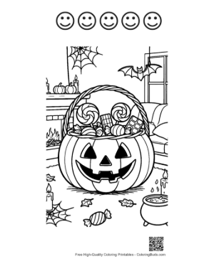 Thumbnail: Jack-O'-Lantern Pail for Trick-or-Treating Fun Printable and 5 Happy Face Outline