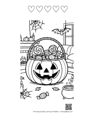 Thumbnail: Jack-O'-Lantern Pail for Trick-or-Treating Fun Printable and 5 Heart Outline