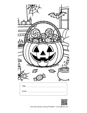 Thumbnail: Jack-O'-Lantern Pail for Trick-or-Treating Fun Printable with Title and Artist Box