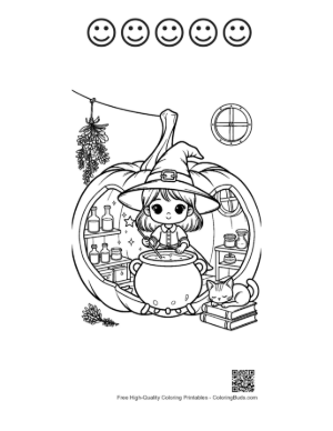 Thumbnail: Cute Witch Printable and 5 Happy Face Outline