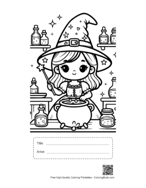 Thumbnail: Cute Witch Printable with Title and Artist Box
