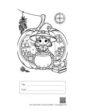 Thumbnail: Cute Witch Printable with Title and Artist Box