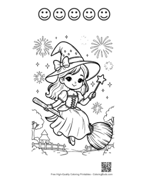 Thumbnail: Easy Witch Printable and 5 Happy Face Outline