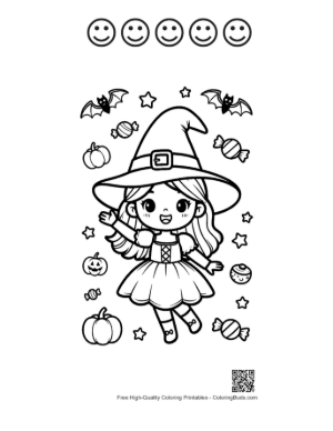 Thumbnail: Free Witch for Kids Printable and 5 Happy Face Outline