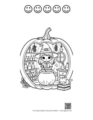 Thumbnail: Free Witch for Kids Printable and 5 Happy Face Outline