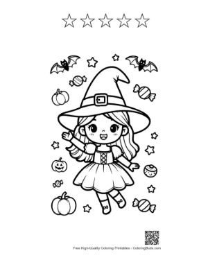 Thumbnail: Free Witch for Kids Printable and 5 Star Outline