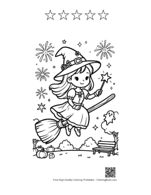 Thumbnail: Free Witch for Kids Printable with 5 Star Outline