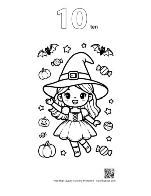 Thumbnail: Free Witch for Kids Printable Outline Number 10
