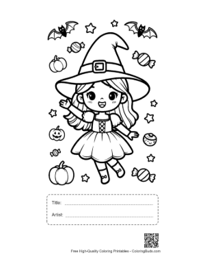 Thumbnail: Free Witch for Kids Printable with Title and Artist Box