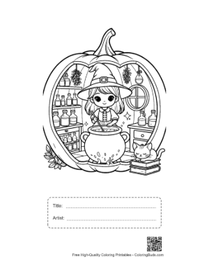 Thumbnail: Free Witch for Kids Printable with Title and Artist Box
