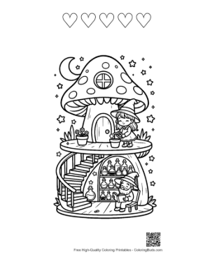 Thumbnail: Witch Coloring Sheet Printable and 5 Heart Outline