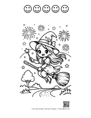 Thumbnail: Witch for Kids Printable and 5 Happy Face Outline