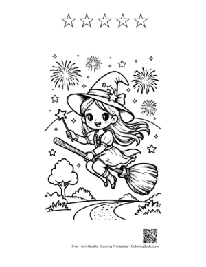 Thumbnail: Witch for Kids Printable and 5 Star Outline