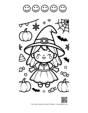 Thumbnail: Witch Printable and 5 Happy Face Outline