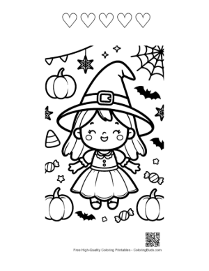 Thumbnail: Witch Printable and 5 Heart Outline