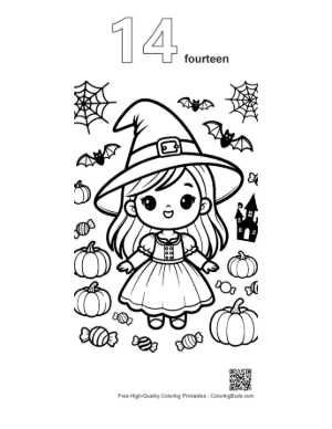 Thumbnail: Witch Printable Outline Number 14