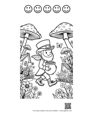 Thumbnail: Download Leprechaun Coloring Page Printable and 5 Happy Face Outline