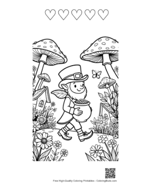 Thumbnail: Download Leprechaun Coloring Page Printable and 5 Heart Outline