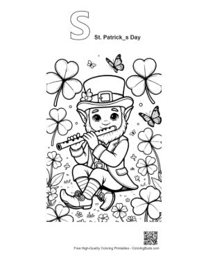 Thumbnail: Easy Leprechaun Coloring Sheet Printable Outline Alphabet S St. Patrick's Day
