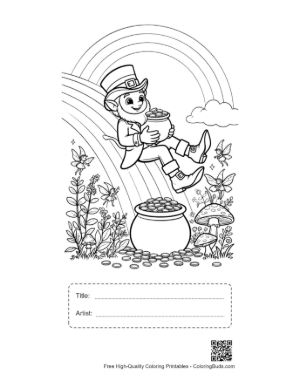 Thumbnail: Leprechaun Finding the End of the Rainbow Printable with Title and Artist Box
