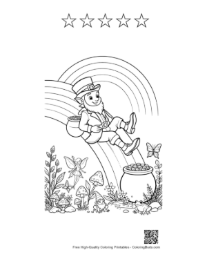 Thumbnail: Leprechaun Sliding Down a Rainbow into Gold Printable and 5 Star Outline