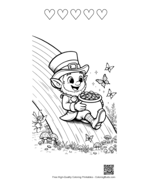 Thumbnail: Lucky Leprechaun Holding Gold on a Rainbow Slide Printable and 5 Heart Outline