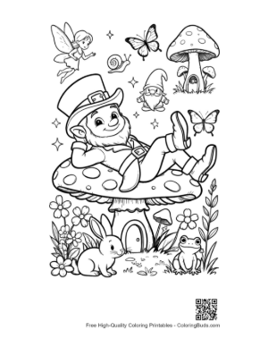 Thumbnail: St. Paddy's Leprechaun Relaxing with Garden Bunnies Printable