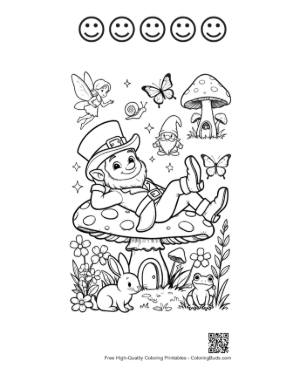 Thumbnail: St. Paddy's Leprechaun Relaxing with Garden Bunnies Printable and 5 Happy Face Outline